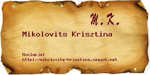 Mikolovits Krisztina névjegykártya